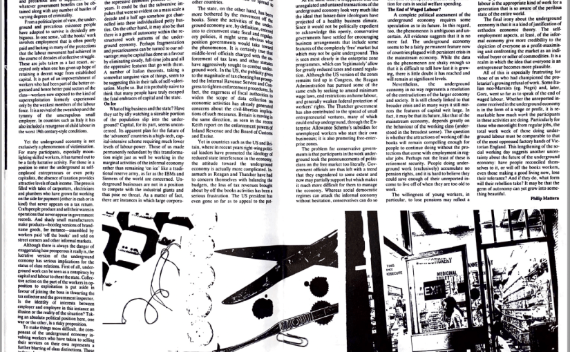 “The Birth of the Work Underground” by Philip Mattera. Emergency #2&nbsp;(1984).