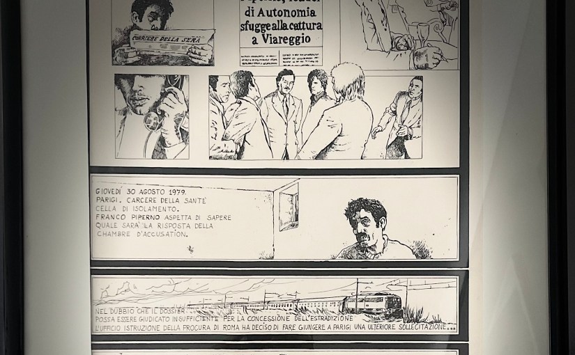 Beppe Madaudo. Original comic on the extradition of Franco Piperno from Paris. Likely drawn in&nbsp;1979.